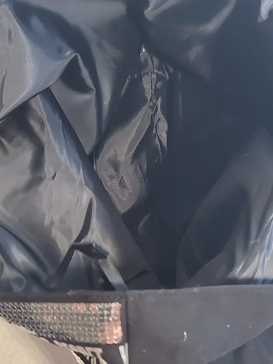 Victoria's Secret Black Sequin Logo Stripe Tote - Picture 3 of 7